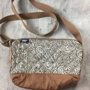 Lands’ End Quilted Paisley Crossbody Shoulder Bag Tan Brown  Purse Handbag